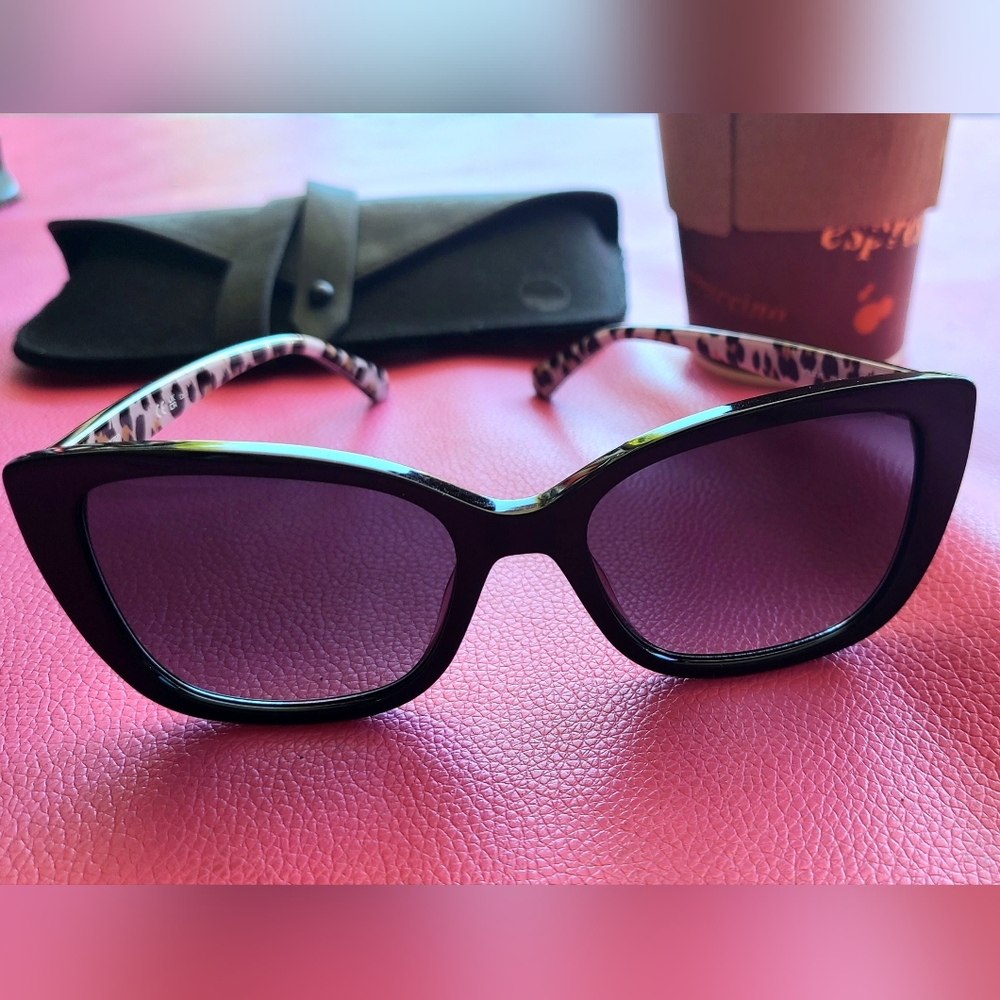 NEW Love Moschino Black Sunglasses with Animal Print Accents - Picture 3 of 8